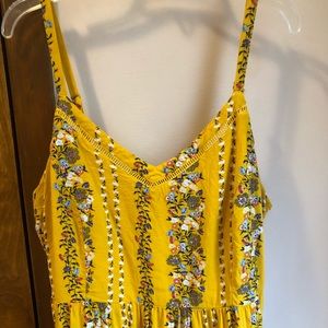 Floral yellow midi dress